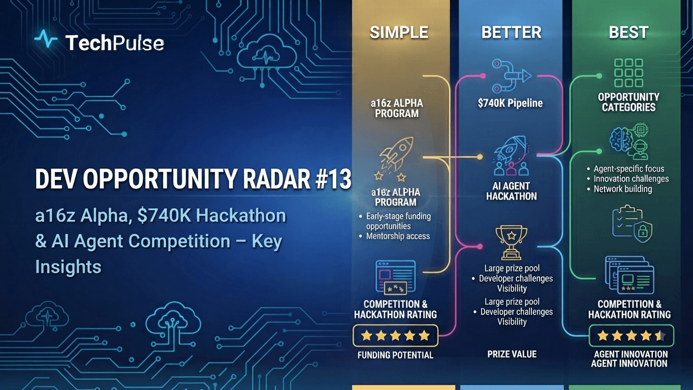 Dev Opportunity Radar #13: a16z Alpha, $740K Hackathon & AI Agent Competition – Key Insights